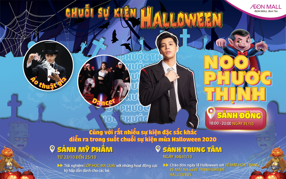 Bạn muốn trải nghiệm Halloween đầy kịch tính tại Aeon Mall Bình Tân? Hãy đến với hình ảnh này để biết thêm thông tin hấp dẫn về sự kiện này. Bạn sẽ có những trải nghiệm thú vị và đầy kịch tính cùng bạn bè của mình. Hãy tham gia để tận hưởng một Halloween đáng nhớ.